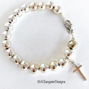 Sterling Silver Cross Charm Bracelet